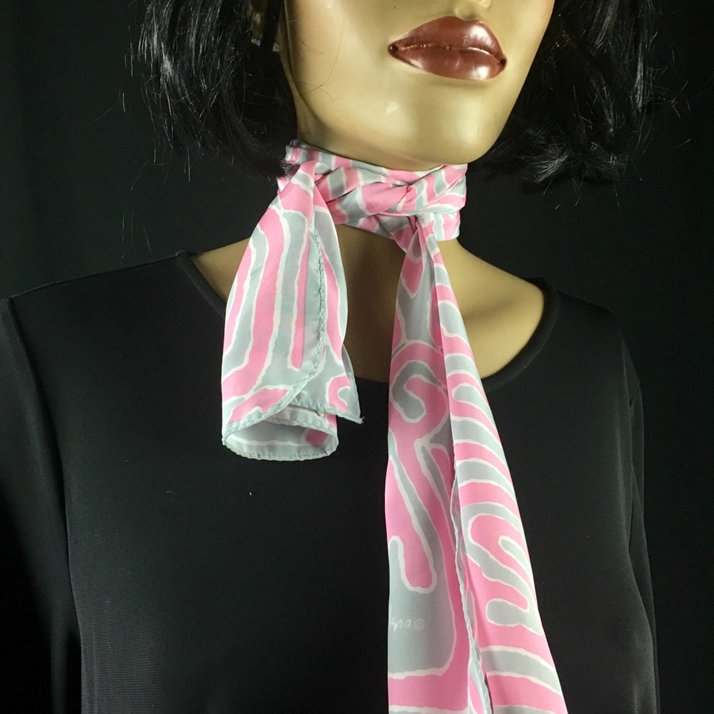 Vera Neumann Gray Pink Scarf Abstract Oblong